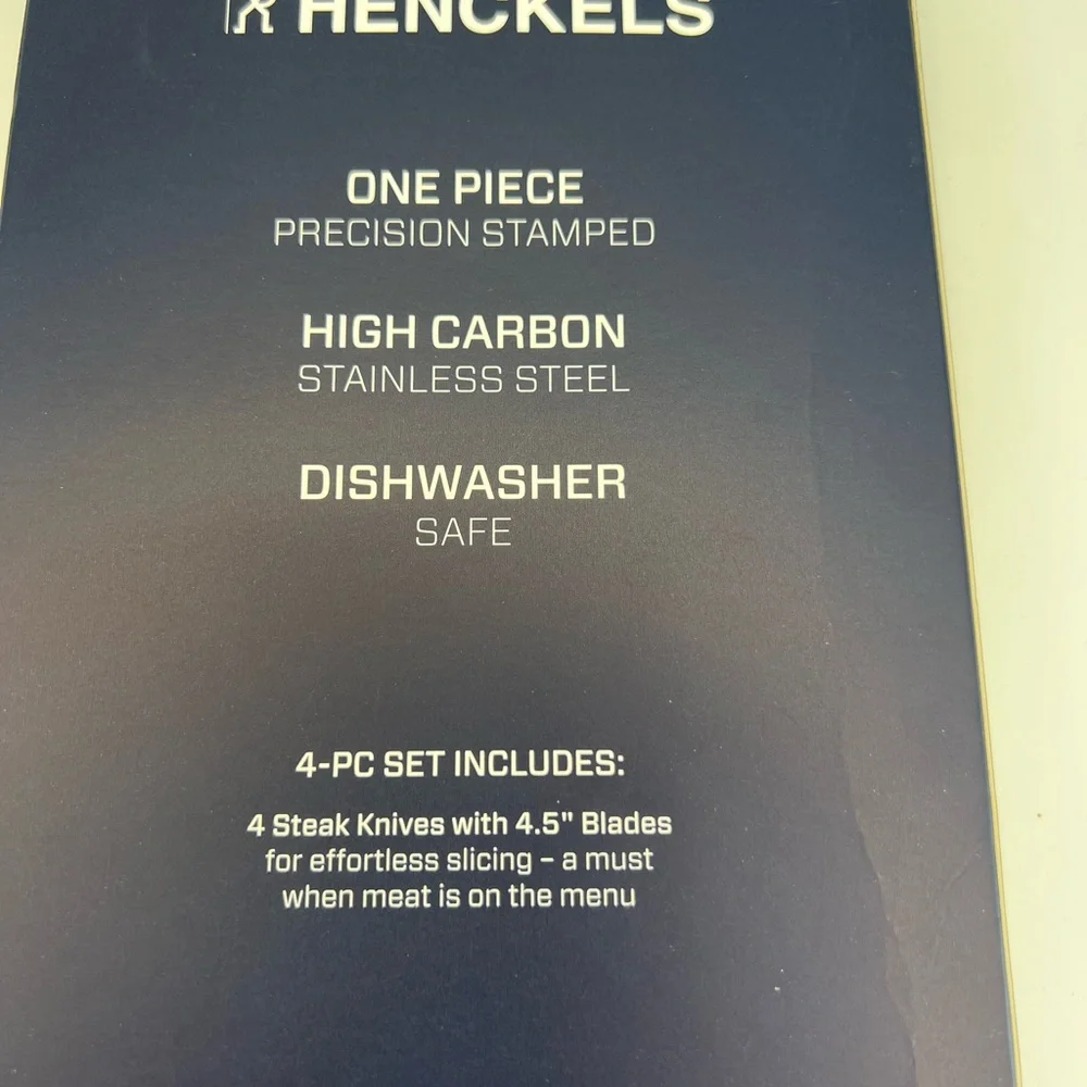 Henckels 4-pc Steak Knife Set, Stamped Blade, Stainless Steel, Dishwasher Safe